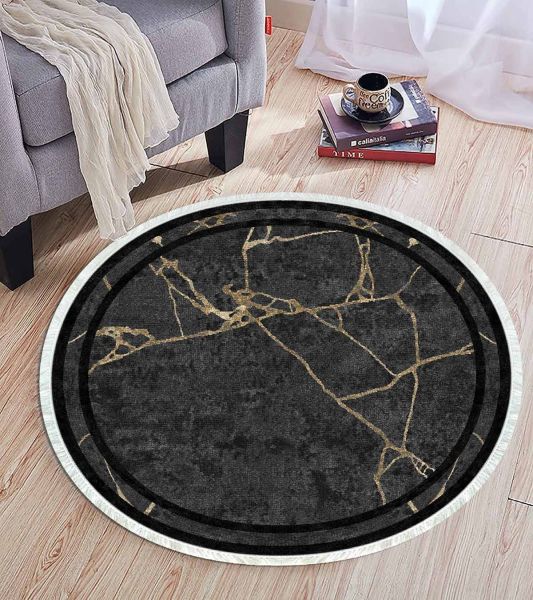 Birkilim Yuvarlak Yıkanabilir Dekoratif Halı İpeksi Kaymaz Taban | MLN-IP-YU-HT-365