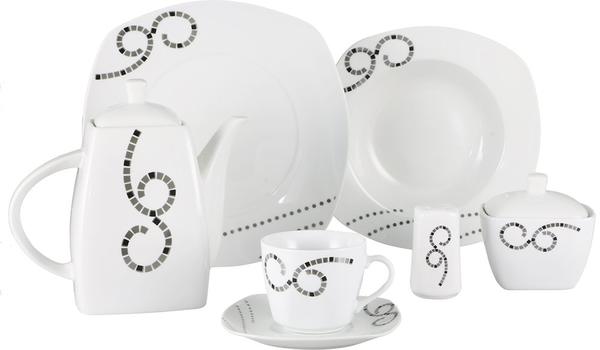Beyazca Yaren 86 Parça Siyah Motifli Porselen Yemek Takımı | 12 Kişilik I Yaren I