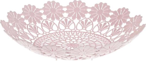 Dekonaz Ekmek Sepeti Çiçekli Pembe Zarif İşlemeli Tasarım Yuvarlak