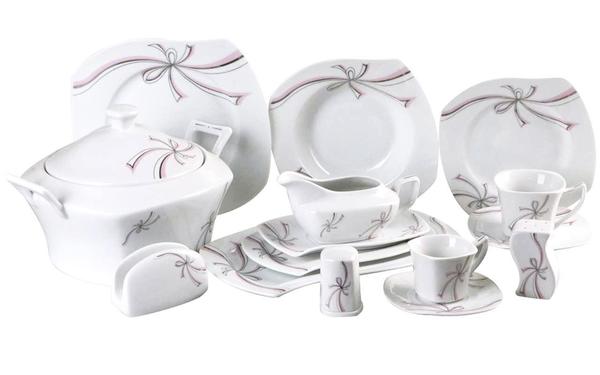 Schäfer 86 Parça Porselen Yemek Takımı S-Form Gümüş| 12 Kişilik | 30962