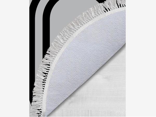 Oval Saçaklı 2'li Banyo Paspas Takımı Geometric Gri