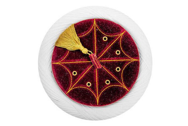 عمامة الإمام - عمامة السلطان - عمامة ملفوفة يدويًا - عمامة ملفوفة يدويًا - مخمل - عنابي