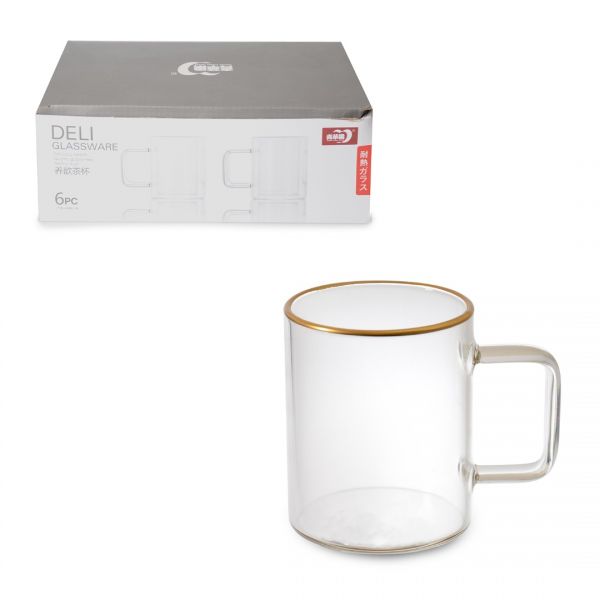 GPB14-220 BOROSILIKAT CAM MET.ALTIN 6LI KUPA 220 ML |IPEK-13508MA