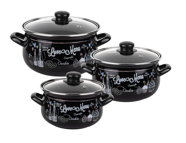 Tantitoni | 3'lü Cam Kapaklı Tencere Seti