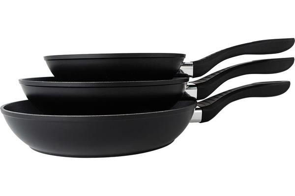Almina | Kızartma Tavası Seti | 20 cm | 24 cm | 28 cm | Yapışmaz | Siyah | Al-5684