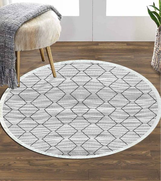 Birkilim Yuvarlak Yıkanabilir Dekoratif Halı İpeksi Kaymaz Taban | MLN-IP-YU-HY-1050