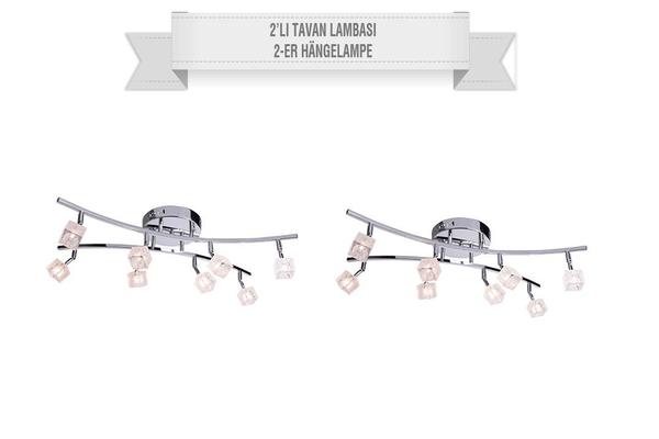 Dekonaz Avize Tavan Lambası | 2 Adet | 72x16cm | Kristal