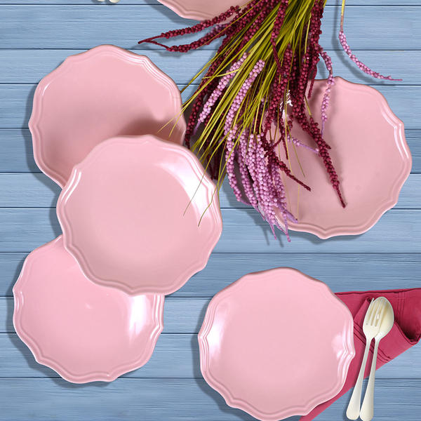 طبق تقديم روميو وردي فاتح 26 سم 6 قطع | كيراميكا