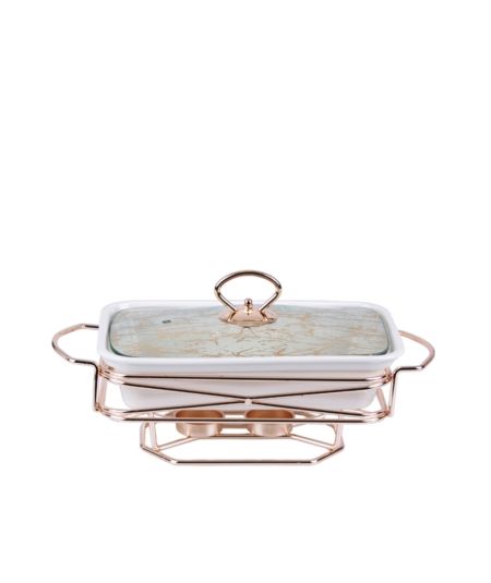 Acar | Stoneware Rezally Metal Standlı Dikdörtgen Fırın Kabı 34.3 cm