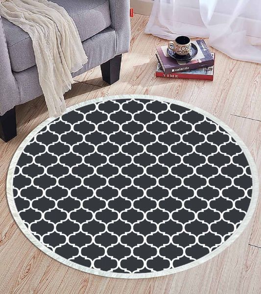 Birkilim Yuvarlak Yıkanabilir Dekoratif Halı İpeksi Kaymaz Taban | MLN-IP-YU-HT-553