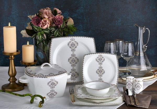 Neva Pita 60 Teiliger Premium Tafelservice Set | 12 Personen | Quadrat | N2562