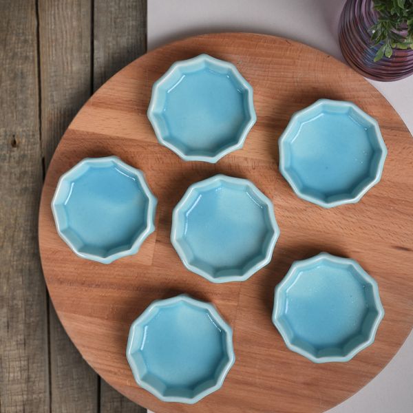 Turkuaz Mini Çark Çerezlik / Sosluk 8 Cm 6 Adet | Keramika