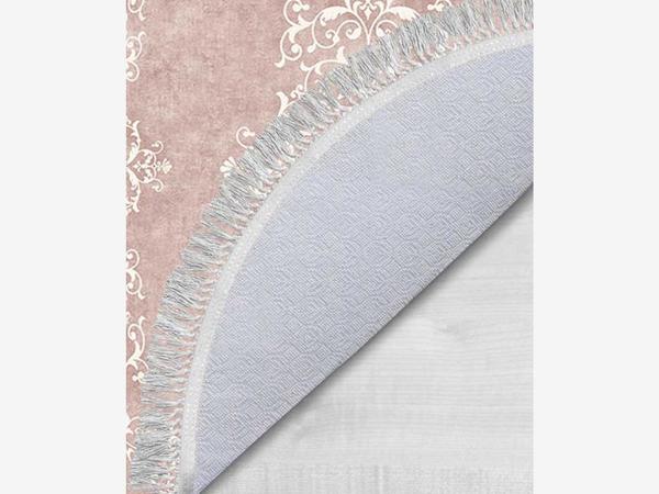 Oval Saçaklı 2'li Banyo Paspas Takımı Alberta Pudra