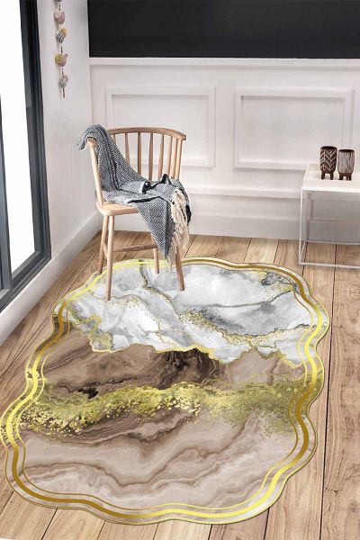 Birkilim Lazer Kesim Yıkanabilir İpeksi Kaymaz Taban Dekoratif Halı | MLN-IP-HT-960