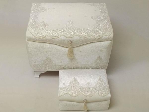 Model Covered Lacy 2-Pack Dowry Box White