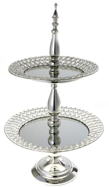 Çınar XL Lüks 2 Katlı Kurabiyelik Kristal İşlemeli | Gümüş