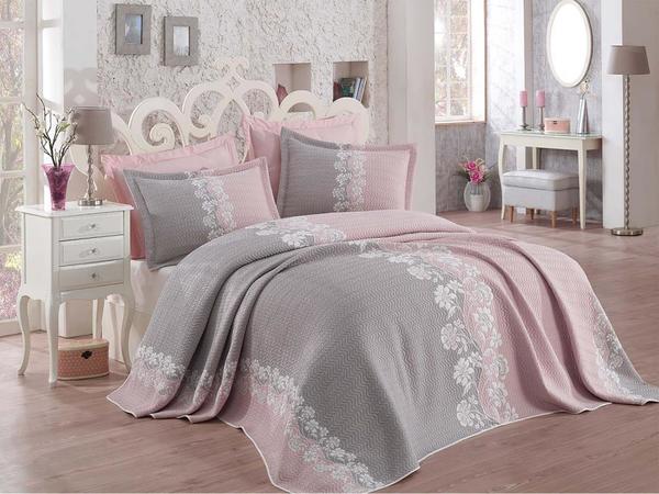 Yakut Çift Kişilik Yatak Örtüsü Pudra