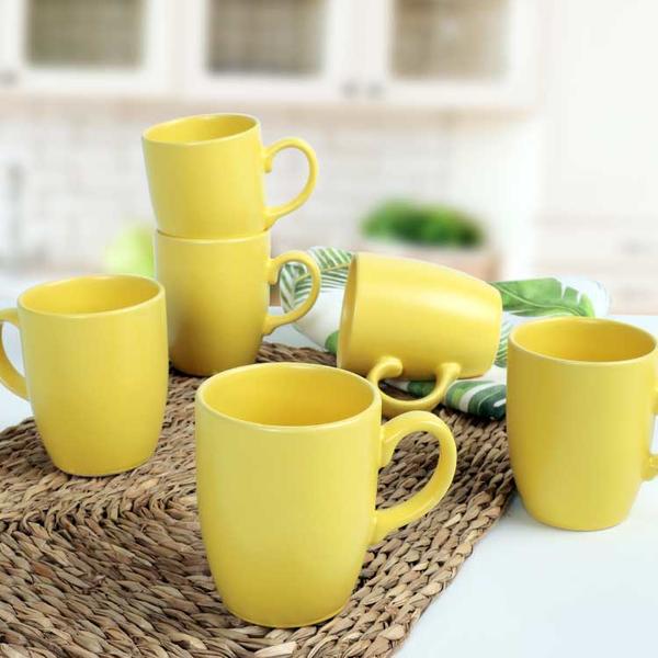 Mat Sarı Bulut Kupa 9 Cm 6 Adet | Keramika