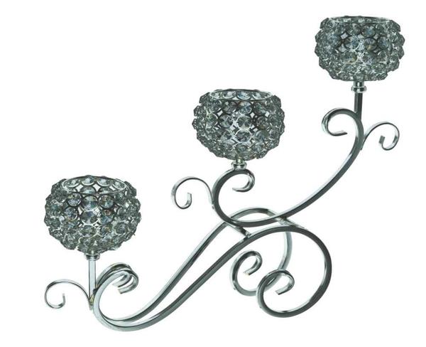 Dematex Kristal Şamdan Gümüş 4 adet