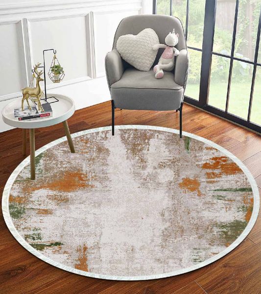 Birkilim Yuvarlak Yıkanabilir Dekoratif Halı İpeksi Kaymaz Taban | MLN-IP-YU-HT-714