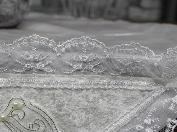 Çeyiz Diyarı Fransız Güpürlü Saten Selin Tek Bohça Krem