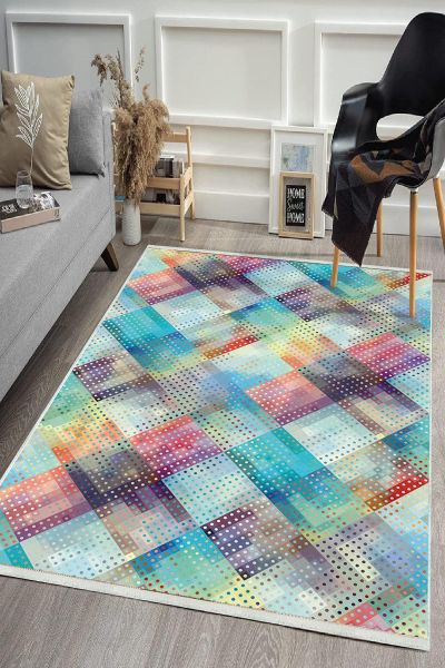 Birkilim Yıkanabilir Dekoratif Halı İpeksi Kaymaz Taban | MLN-IP-HS-464