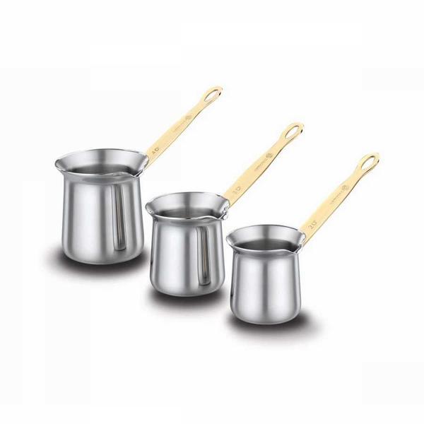 Korkmaz Goldia Cezve Seti | 3 Parça | Paslanmaz Çelik | A1234