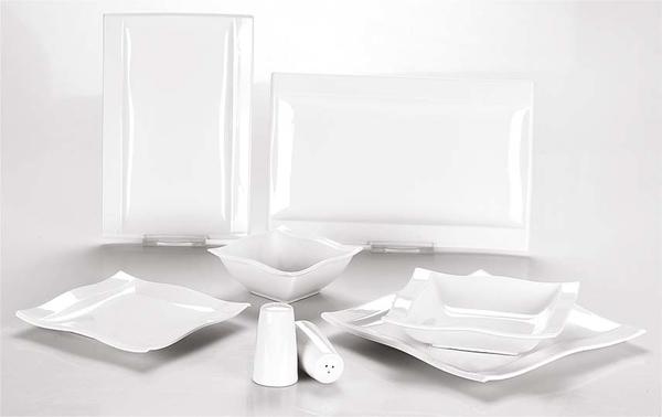 Schäfer 28 Parça Porselen Yemek Takımı Dikdörtgen Dalga | Beyaz | 6 Kişilik | 30730