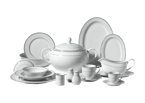 Korkmaz Bianca 86 Parça Pointy Porselen Yemek Takımı | 12 Kişilik | A8005