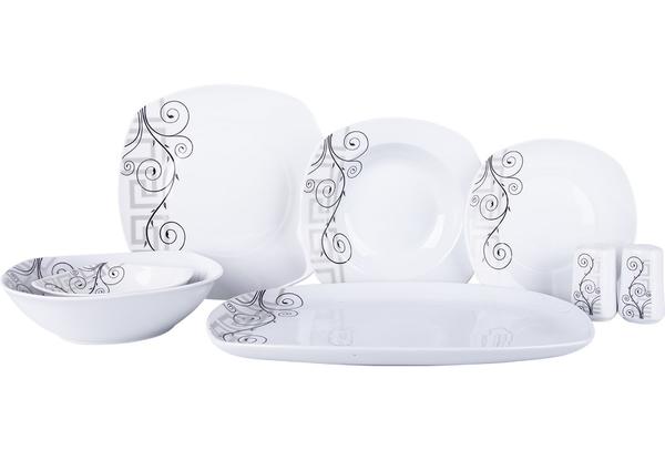 Hayal 28 Parça Yemek Takımı | Beyaz Siyah Gri | By-gs716-811