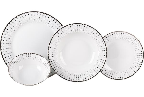 Seranova Yemek Seti | Gümüş Desenli | 24 Parça | Porselen | MCK-0036