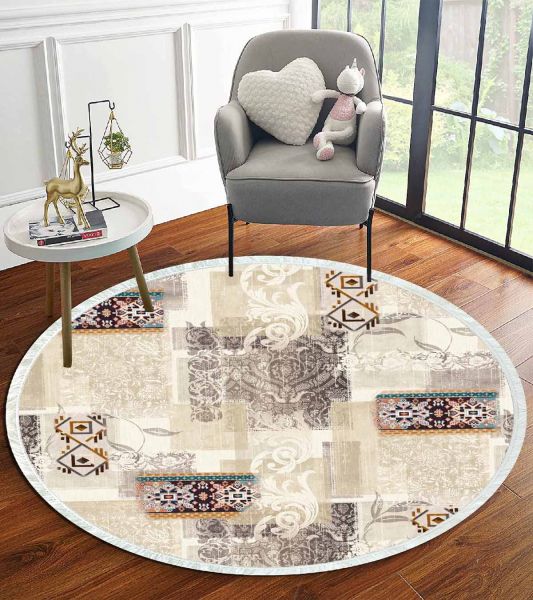 Birkilim Yuvarlak Yıkanabilir Dekoratif Halı İpeksi Kaymaz Taban | MLN-IP-YU-HT-951