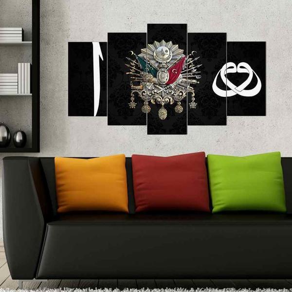 Dekonaz Tablo | 5 Parça | Osmanlı Elif Vav Motifli | b-4032