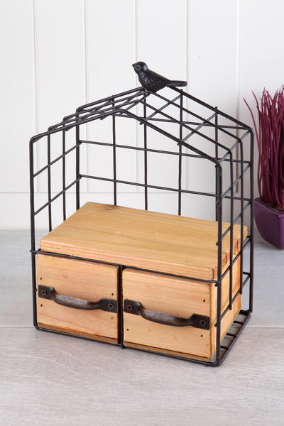 Ahşap Tabanlı Vintage Lüx İki Çekmeceli Raf