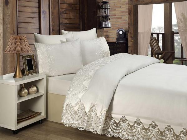 Marry Ebrari French Lace Duvet Cover Set - Cream