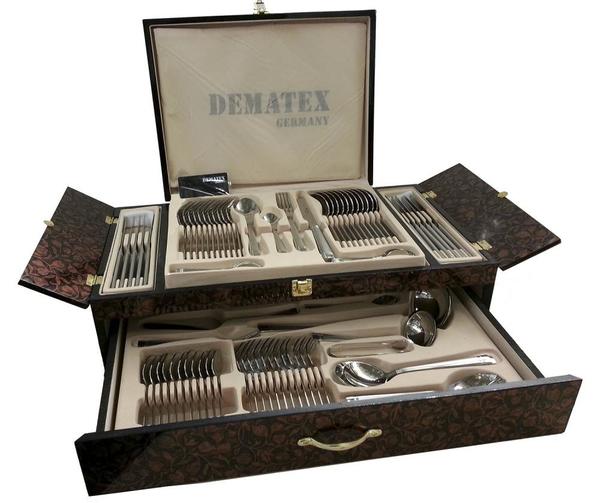 Dematex Lüks Çantalı 84 Parça Çatal Kaşık Bıçak Seti 12 Kişilik | 9076-sade