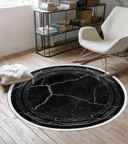 Birkilim Yuvarlak Yıkanabilir Dekoratif Halı İpeksi Kaymaz Taban | MLN-IP-YU-HY-1336