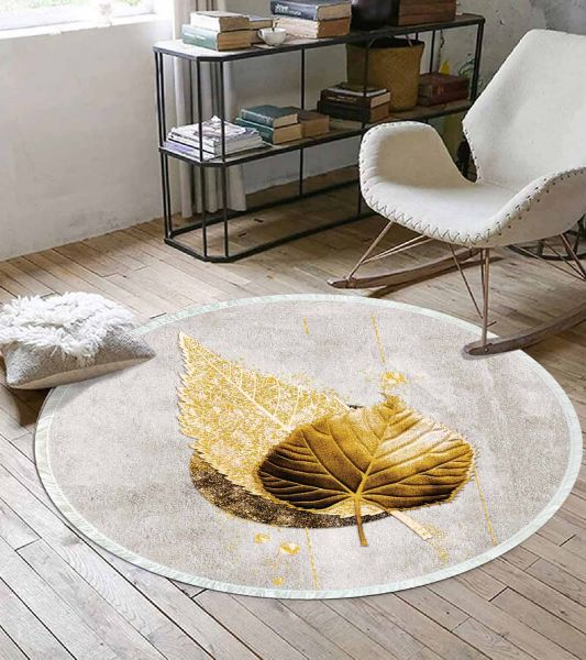 Birkilim Yuvarlak Yıkanabilir Dekoratif Halı İpeksi Kaymaz Taban | MLN-IP-YU-HY-1273
