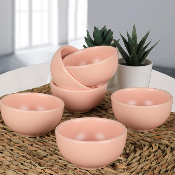Matte hellrosa Wolkensuppenschüssel 12 cm 6 Stück | Keramika