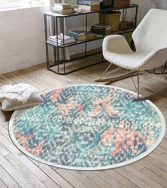 Birkilim Yuvarlak Yıkanabilir Dekoratif Halı İpeksi Kaymaz Taban | MLN-IP-YU-HT-110