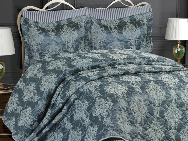 Siesta Cotton Satin Double Bedspread Set Gray