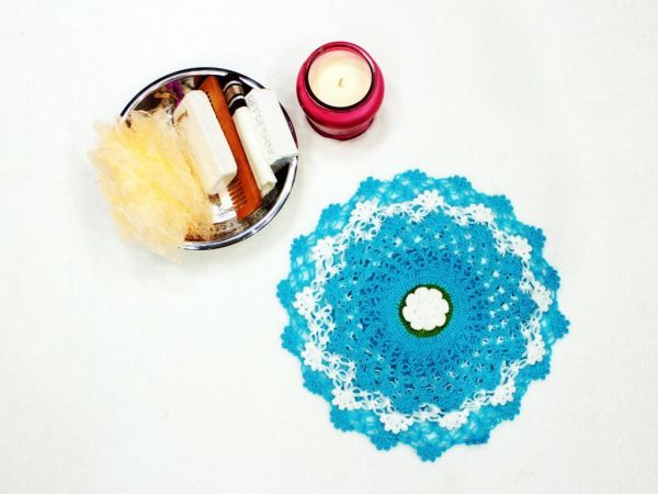 El İşi Lif Daisy Beyaz Mavi