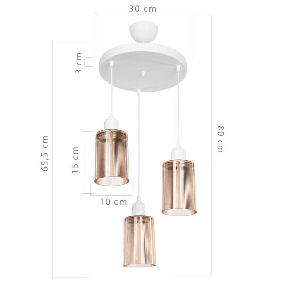 Aksel Triple Chandelier Honey Optic Glass White