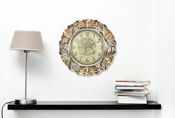 Quartz 4 Kul Süresi Lüks İslami Duvar Saati Modern Desen Dini Motif Altın 55 cm