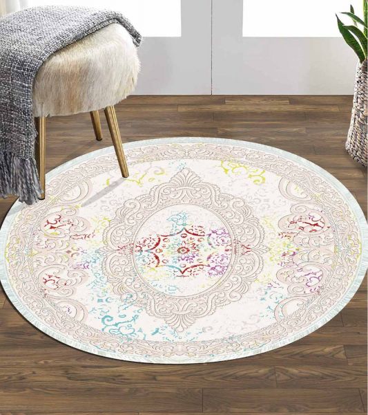 Birkilim Yuvarlak Yıkanabilir Dekoratif Halı İpeksi Kaymaz Taban | MLN-IP-YU-HY-1057