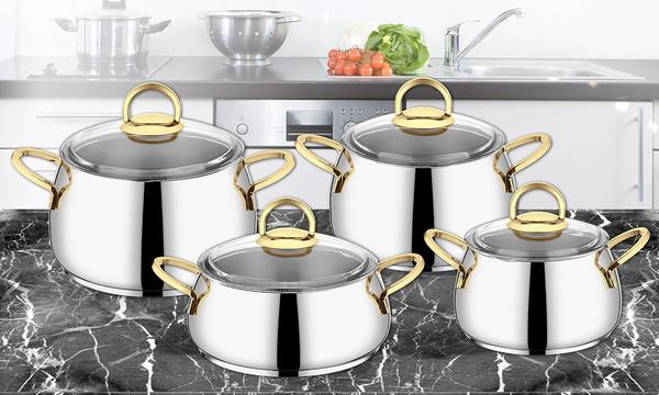Akasya 8 Piece Cookware Set Gold