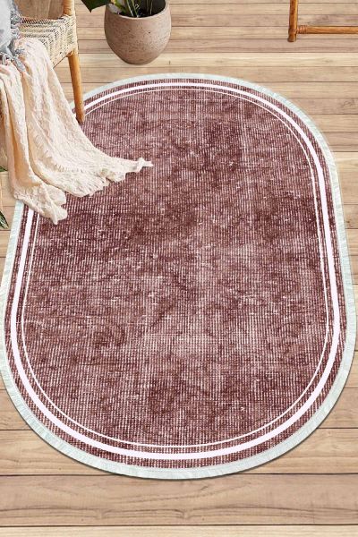 Birkilim Oval Yıkanabilir İpeksi Kaymaz Taban Dekoratif Halı | MLN-IP-O-SD-243