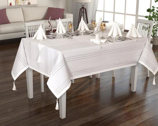 Set Nappe Style Crème pour 12 Personnes