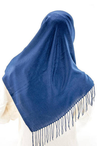 Pamuklu Paşmina Şal Açık Lacivert