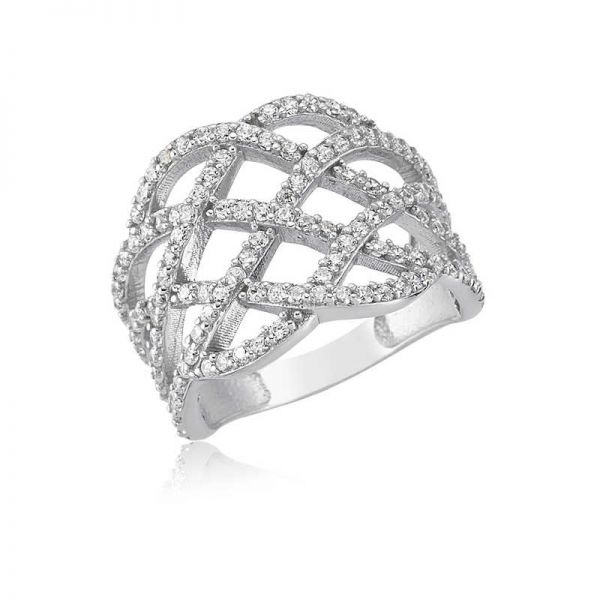 Gümüş Baklava Desenli Bayan Yüzük